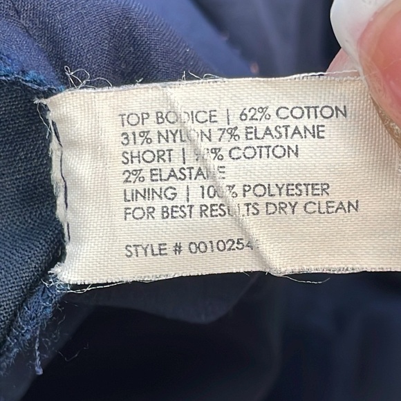 Club Monaco Alexus Mixed Media Lace Cotton Sleeveless Romper Navy Blue Sz 10 - Picture 12 of 12